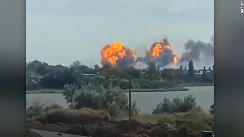 New video shows three separate explosions at Russian air base in Crimea