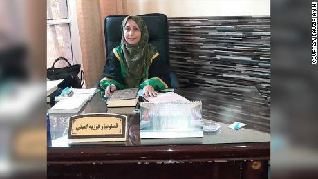 Fawzia Amini is seen at work as a judge in Afghanistan.