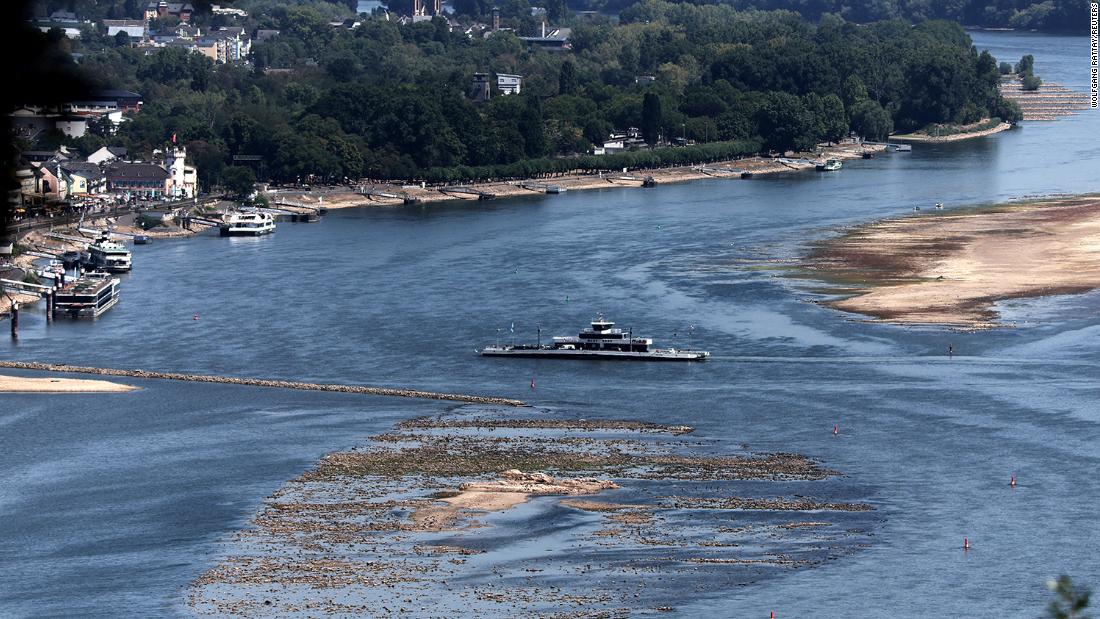 The Rhine river is drying up, making it hard for cargo ships to travel