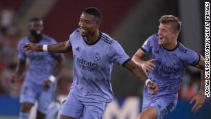 David Alaba of Real Madrid inspects the pitch with family during