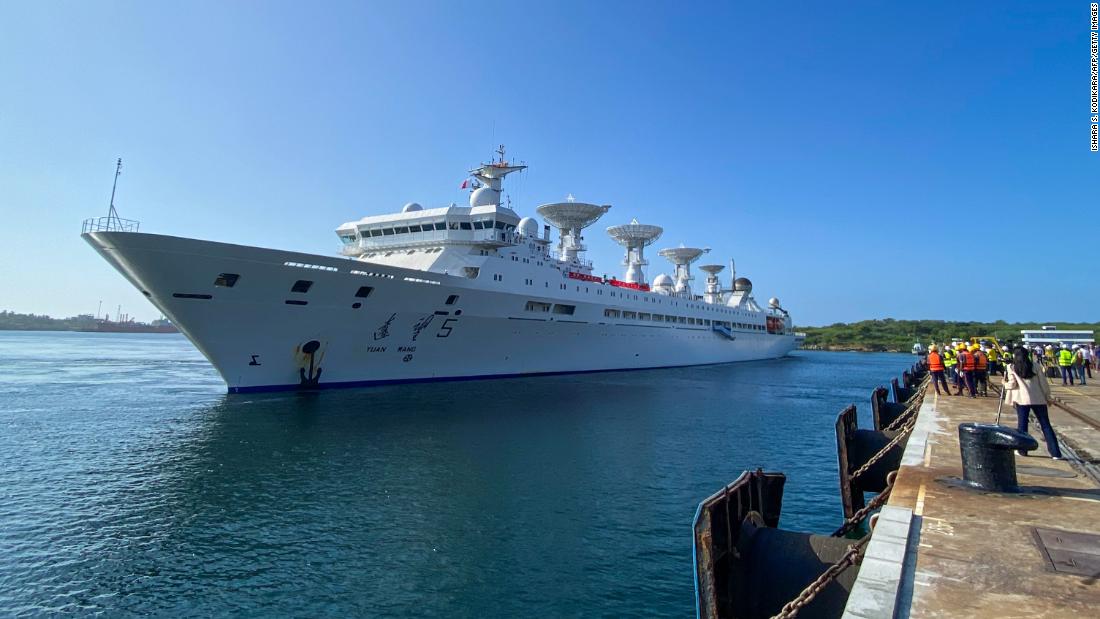 Chinese research vessel Yuan Wang 5 docked at Hambantota port in Sri Lanka