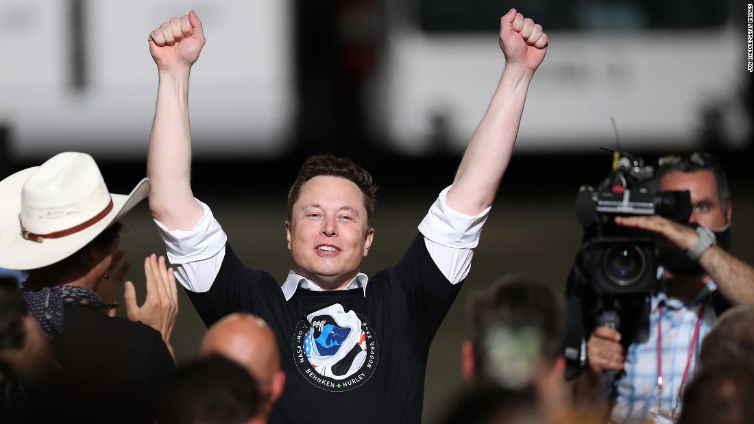 Musk celebrates after the &lt;a href=&quot;https://www.cnn.com/2020/05/27/us/gallery/spacex-nasa-launch/index.html&quot; target=&quot;_blank&quot;&gt;successful launch&lt;/a&gt; of the SpaceX Falcon 9 rocket carrying the manned Crew Dragon spacecraft at Kennedy Space Center in Florida in May 2020. It marked the first time in history that a commercial aerospace company carried humans into Earth&#39;s orbit.
