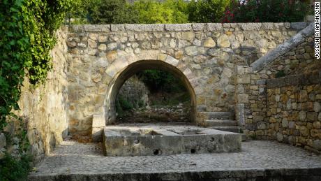 The traditional wash basins or &#39;lavoirs&#39; in Seillans sit empty as the stream that feeds them has dried out. 