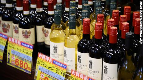 Bottles of wine are displayed for sale at a Takeya Co. store in the Ueno District of Tokyo, Japan, on Wednesday, April 20, 2022. Japan is scheduled to release its consumer price index (CPI) figures for March on April 22. Photographer: Akio Kon/Bloomberg via Getty Images