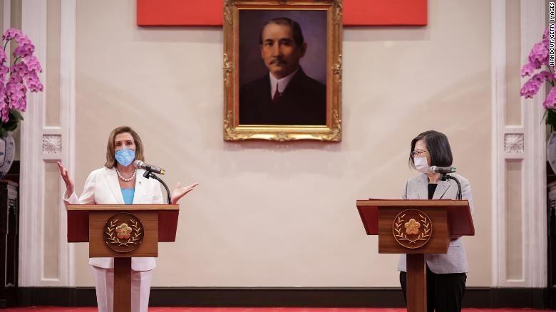US House Speaker Nancy Pelosi met with Taiwan's President Tsai Ing-wen in Taipei on August 3, 2022.