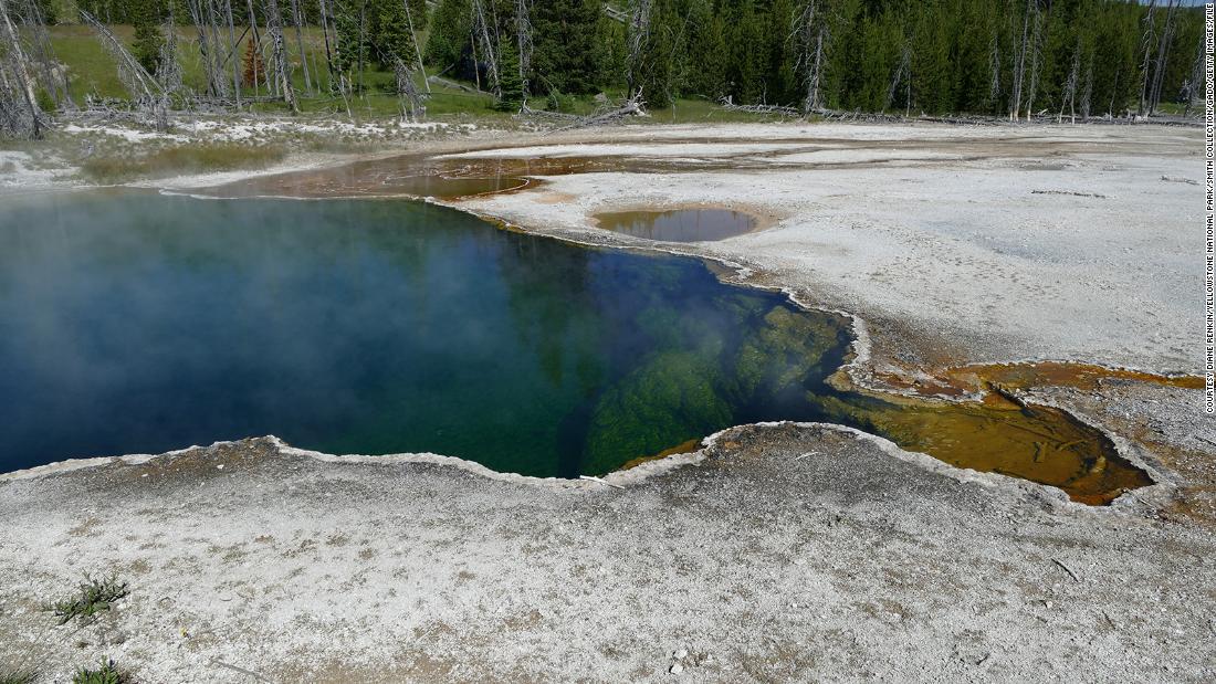 A partial foot in a shoe was discovered in one of Yellowstone's deepest hot springs