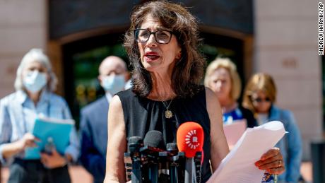 Diane Foley, the mother of James Foley, speaks to the press outside an Alexandria, Virginia, courthouse on August 19, 2022, after the sentencing of El Shafee Elsheikh.