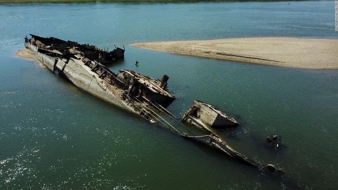 The drying Danube River reveals explosive-laden WWII Nazi warships