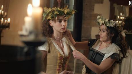From left to right: Elizabeth McCafferty and Rafaëlle Cohen as sisters Mary and Anne Boleyn in a scene from 
