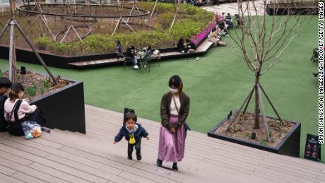 A mother and child in Seoul, South Korea.