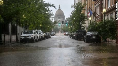 Floodied streets in downtown Jackson, Mississippi 