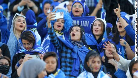 Women were granted access into Tehran&#39;s Azadi stadium to watch a league match between Tehran-based Esteghlal FC and visiting team Mes Kerman FC.