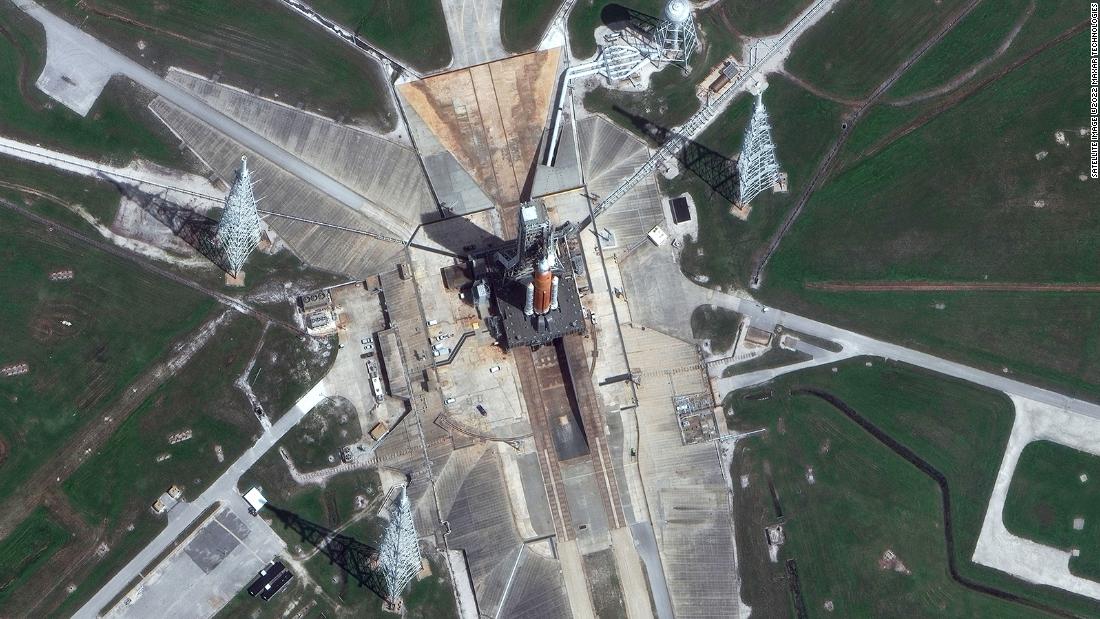 A satellite view of the Artemis I spacecraft on August 25.