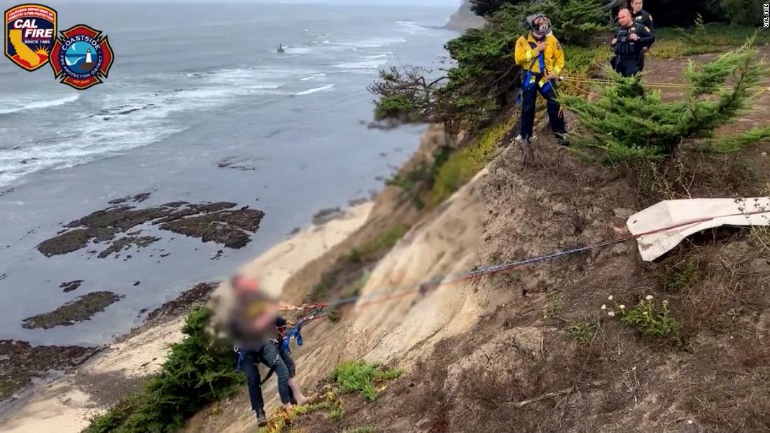 Watch: Man survives 100-foot fall after cliff crumbled beneath him – CNN Video