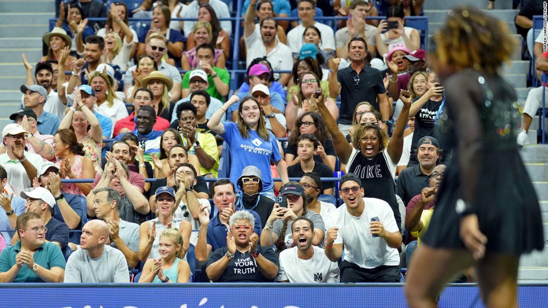 Fans cheer for Williams during Monday's match.