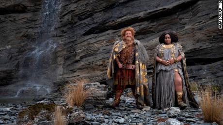 Sophia Nompheter, right, plays Princess Desa, the first female black dwarf in Middle-earth.  She stands alongside Prince Doreen IV, performed by Owen Arthur.