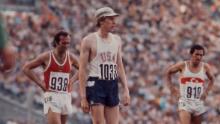 Wottle prepares to compete in the 1,500m at the Munich Olympics. 
