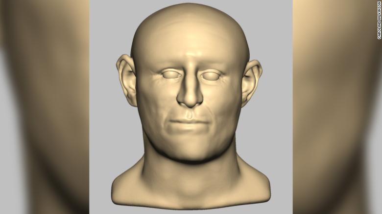 This is a digital reconstruction of the face of one of the adults found in the medieval well. 