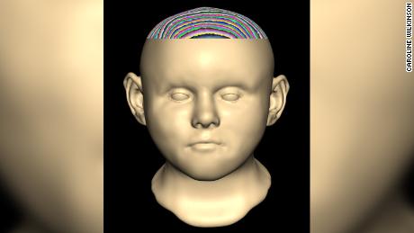 Esta es una reconstrucción digital del rostro de uno de los niños encontrados en el pozo medieval. 