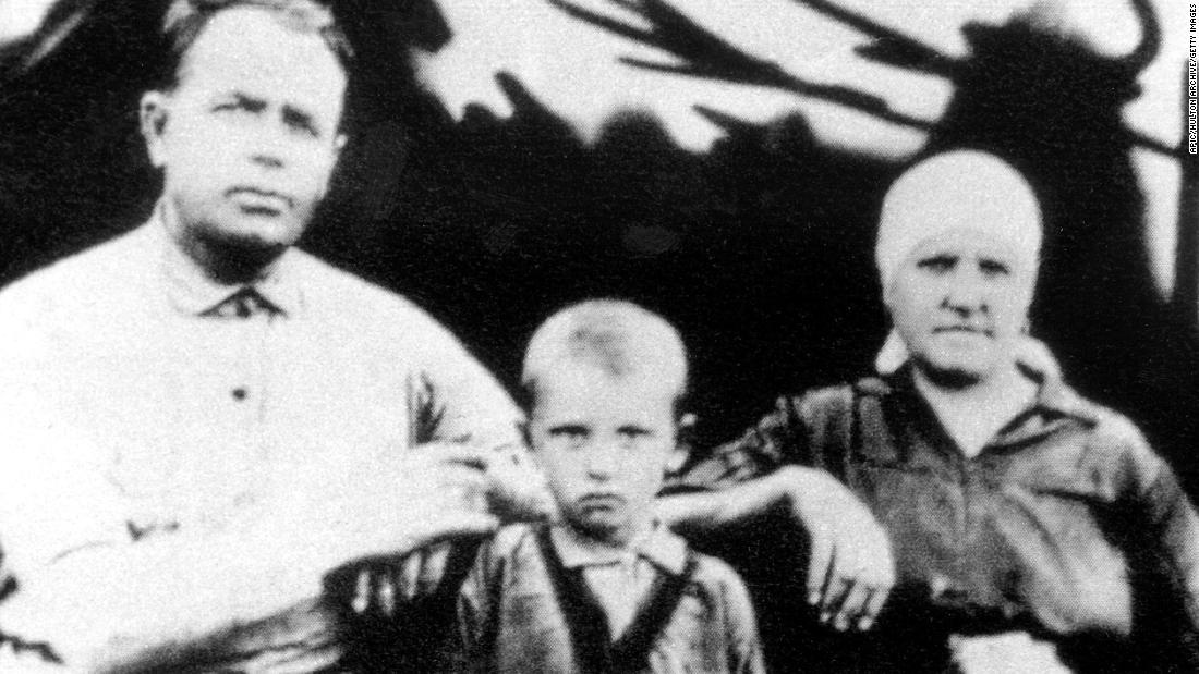 Gorbachev with his maternal grandparents, Panteley and Vasilisa Gopkalo, circa 1937.