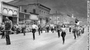 A marching band at the Labor Day Parade in Silverton, Colorado, in September 1940.