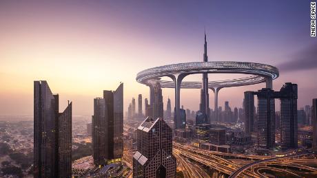Architects in Dubai dream up a massive space-age ring to encircle the world&#39;s tallest building