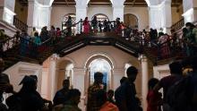 People visit the official residence of former President Gotabaya Rajapaksa in Colombo on July 12, 2022. 