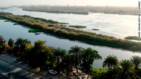 The Nile River is seen flowing through the Egyptian capital Cairo&#39;s southern suburb of Kozzika, about 9 miles south of the city center.