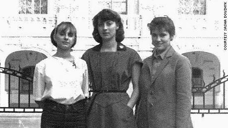 Sasha Dovzhyk&#39;s aunt Tetiana Kulihina with friends in Kyiv, May 1986.