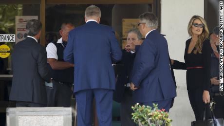 Chris Kise, from left, Evan Corcoran, Jim Trusty and Lindsey Halligan, attorneys for former US President Donald Trump, arrive at the federal court in West Palm Beach, Florida, US, on Thursday, Sept. 1, 2022. Trump&#39;s August 22 lawsuit, filed two weeks after the unprecedented search of his property, seeks to have a special master review all the seized material and flag any records that might be protected by attorney-client or executive privilege. Photographer: Eva Marie Uzcategui/Bloomberg via Getty Images