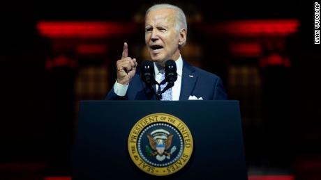 President Joe Biden speaks outside Independence Hall, Thursday, Sept. 1, 2022, in Philadelphia. 