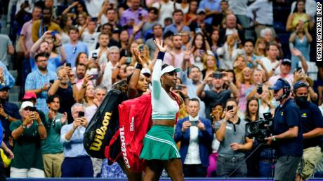 Serena and Venus Williams eliminated in the Czech duo's doubles' match at the US Open