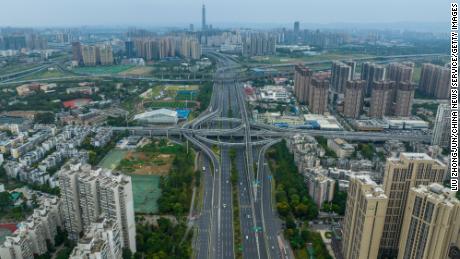 The streets of Chengdu are largely empty after the city imposed a sweeping Covid lockdown on Monday.