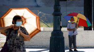 Mandatory Credit: Photo by CAROLINE BREHMAN/EPA-EFE/Shutterstock (13359172p)
People walk with umbrellas for shade in Los Angeles, California, USA, 01 September 2022. The National Weather Service has issued an excessive heat warning for much of Southern California as temperatures are expected to hit triple digits this week, lasting at least through Monday evening. Temperatures in some areas are predicted to either match or break previous records.
Heat wave hits Southern California, Los Angeles, USA - 01 Sep 2022