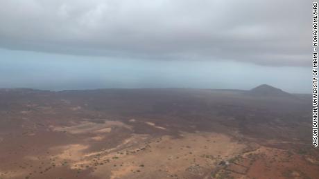 View from NOAA's Hurricane Hunter aircraft. Take off for your first mission from Cape Verde.