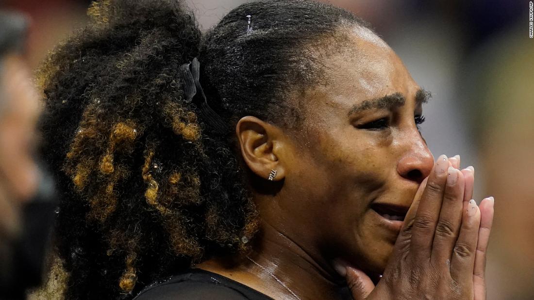 Williams reacts after losing to Ajla Tomljanović on Friday. &quot;These are happy tears,&quot; Williams said during her on-court interview.