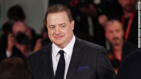 Brendan Fraser attends &quot;The Whale&quot; red carpet at the 79th Venice International Film Festival on September 4.