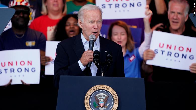 Biden tests his political strength in return to the campaign trail