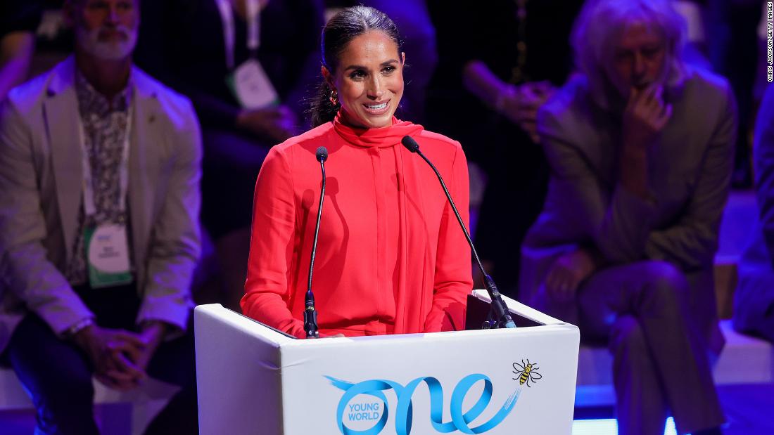 Meghan describes her 'pinch me moment' in first speech back in UK