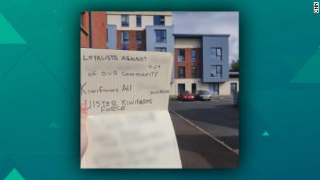 Online trolls tracked Sorrenti to Belfast. Someone took this slanderous photo in front of the building where she is staying.