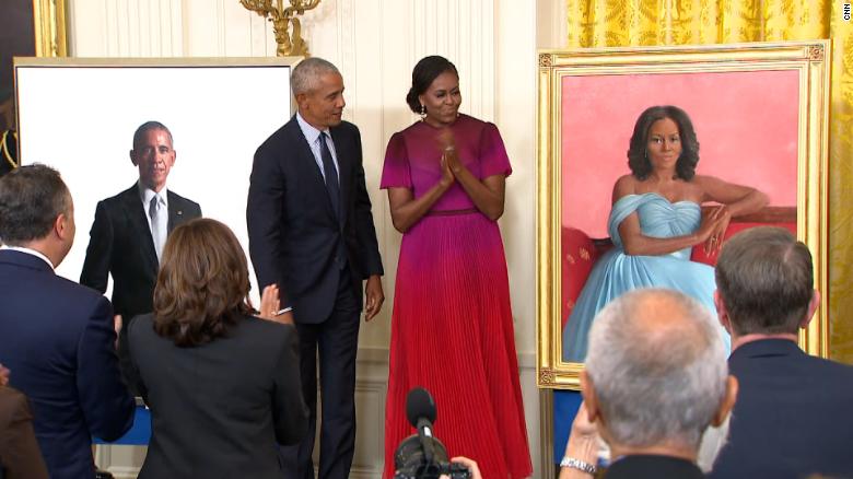 Watch the Obamas' speeches after unveiling White House portraits