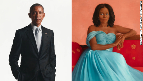 President Barack Obama&#39;s portrait was painted by Robert McCurdy. First lady Michelle Obama was painted by Sharon Sprung.