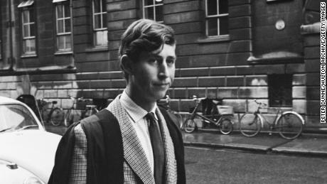Charles is walking through Cambridge as he begins his semester at Trinity College in 1967.