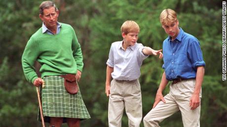 Charles and William, pictured with Prince Harry in 1997, came together personally and professionally when Harry stepped down from his royal duties in 2020.