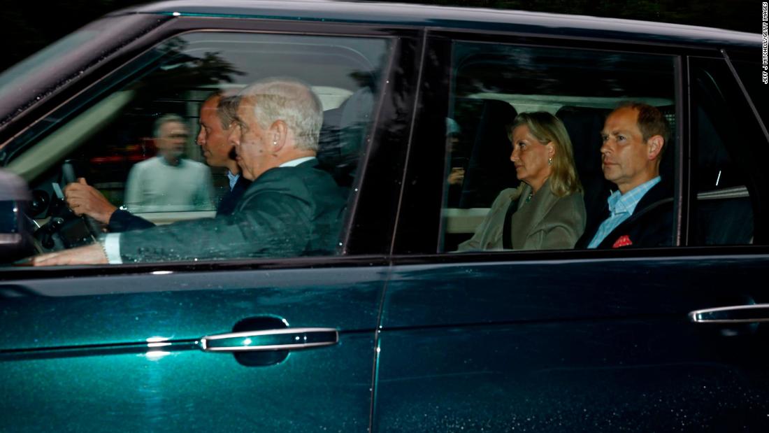 William is seen driving Prince Andrew, Prince Edward and Sophie, Countess of Wessex, as they arrive at Balmoral Castle in Scotland on the day Queen Elizabeth II died in September 2022.