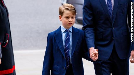 Prince George attends the memorial service for the Duke Of Edinburgh at Westminster Abbey on March 29, 2022.