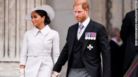 A file photograph of the Duke and Duchess of Sussex in London in June. 