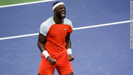 Tiafoe, here celebrating after defeating Russia&#39;s Andrey Rublev in the quarterfinals, had his best grand slam tournament of his career.