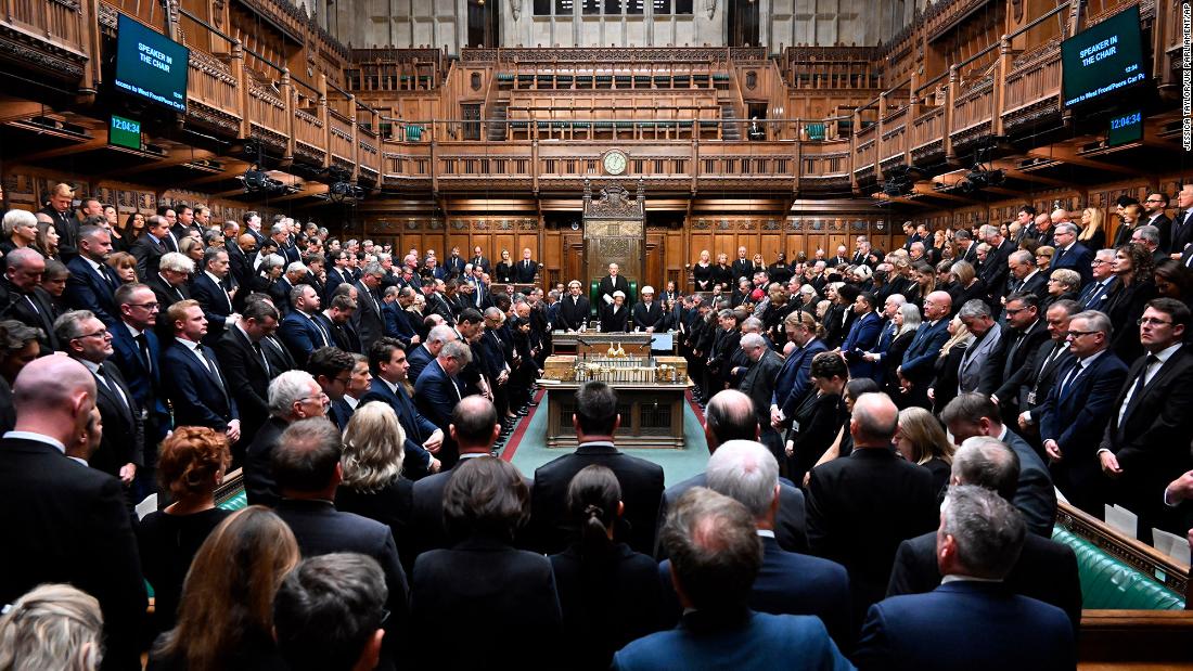 Members of Parliament observe a minute of silence in memory of the Queen on Friday.