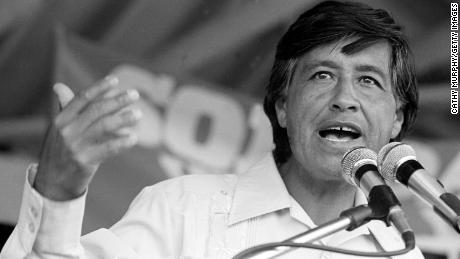 US Labor Party leader Cesar Chavez speaks at a rally in Coachella, California, 1977.
